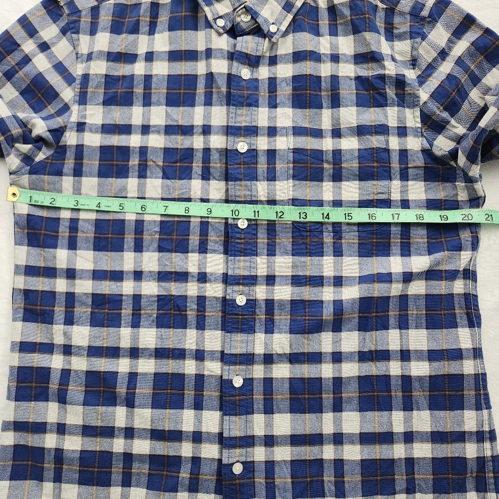 L.L. BEAN Signature Slim‎ Fit Oxford Shirt Untucked Fit Blue White Plaid Medium - Picture 8 of 11